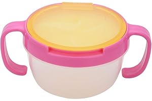 HZTYYIER BPA frei mit zwei Griffen Auslaufsicherer Snack Catcher Futternapf Snackbehälter für Kinder Baby Kleinkinder(Rosa)