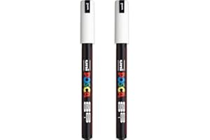 Posca PC-1MR - Pennarelli a vernice, punta da 0,7 mm, inchiostro bianco, confezione da 2