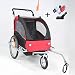 Produktbild Style home Vorderes Rad 360° drehbar 2 in 1 Kinderanhänger Fahrradanhänger Jogger Buggy Kinderwagen Radanhänger Rot-Schwarz JG02-RS-001