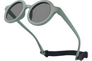 AIDIER 6 Months-3 Years Kids Flexible Polarized Sunglasses Baby Boy Girl Durable UV Protection Sunglasses with Strap Toddler Round Frame Sunglass