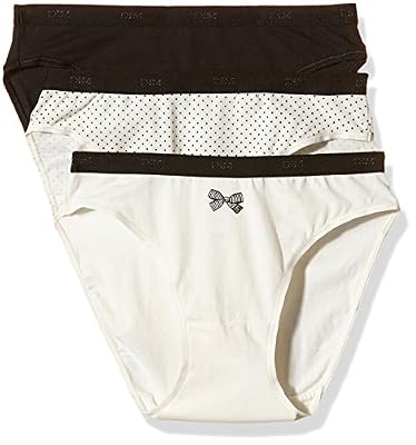 Dim Pockets Coton - Slip - Quotidien - Lot de 3 - Femme - Noir/Ecru (Lot Noeud Noir) - FR : 40 (Taille fabricant : 40/42)