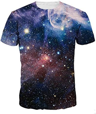 Kissmess 3D Harajuku Style Galaxy Space Print Tee Shirts Short Sleeve Casual Top (M, A)