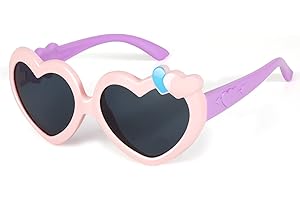 Hifot Gafas de sol bebe niña gafas sol polarizadas de goma suaves en forma de corazón gafas de sol infantiles UV400 100% protección rayos UVA y UVB