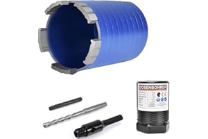 M16 Turbo Diamant Dosensenker 68mm inkl. 6-KANT | 70mm Nutzlänge | 5 Diamantsegmente | Diamant Bohrkrone Kernbohrkrone Dosenbohrer, mit Zentrierbohrer, für Beton, Mauerwerk, Ziegel, Poroton, Putz