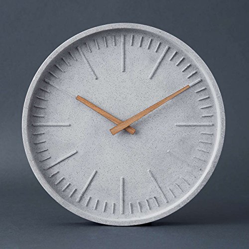 BUTLERS WALL COUTURE Wanduhr Beton Ø30cm – Holz, Polyresin – grau – - 4