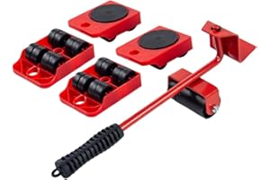 DUEBEL Industrial Alloy Steel Furniture Dolly, 150kg/330lbs Capacity, 4 Sliders & Pry Bar Included