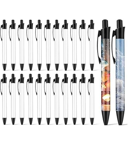 Sublimationsstifte Blanko-Set – 24 Stifte Mit Schrumpffolie, Für Personalisierte DIY-Geschenke, Kugelschreiber Mit Aluminiumschaft
