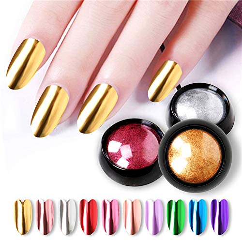 GSYClbf Compañero Perfecto Para El Arte De Las Uñas 12 Colores Efecto Espejo Polvo De Titanio Holographic Glitters Manicura Decoración De Uñas Para Mujeres Damas Niñas Nail Art 1#