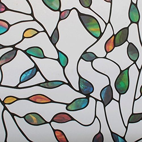 HST Mall Window Film 3D No Glue Static Decorative Privacy Window Films for Glass Heat Control Anti UV 90cm x 200cm - Coloured Leaves