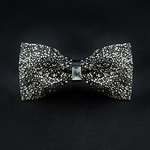 GENTLEE TIE Stylish Metal Water Drilling Tie Male Korean Version Of the Bow Tie the Groom Wedding Gold Tie, Silver