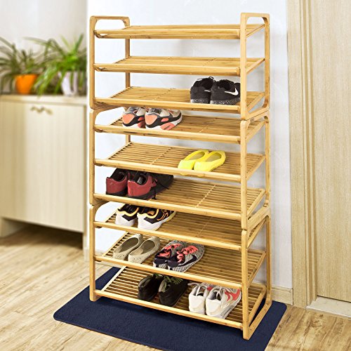 SoBuy®Schuhregal, Schuhablage, Bambusregal aus Bambus,3 Etagen, FSR12-N - 5
