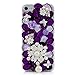 Produktbild Spritech (TM) 3D handgemachte Mode Frauen Ipod Touch 6 Fall Luxus Lila Diamant-Entwurf Bling Rhinestone-Blumen-Dekor-freie harte Caver iPod Touch 6