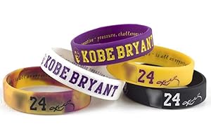 FANWENFENG Lorh's store NBA Basket-Ball Kobe Bryant Portrait Bracelet numéro 24 Silicone inspirant Mot Sport Bracelet 5 pcs
