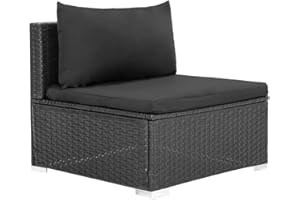 ‎MINGONE Mingone Rattansofa Gartensofa Gartenlounge Sofa Wasserdichtes Gartenmöbel für Veranda Garten Outdoor Balkon mit Kissen,Schwarz