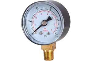 JIVTO dry pressure gauge, 2" dia,0-100 Psi,0-7 Bar, 1/4" BSPT lower mount,PC window