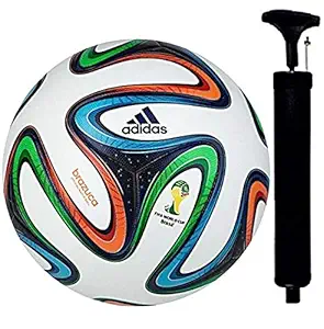 VGS Brazuca PU Football, Size 5, (Multicolour) with AIR Pump Free