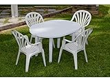 mesas de jardin blancas redondas Resistente a los rayos UV Garden Life 4020 Mesa ovala, Blanco, 130x90x10 cm