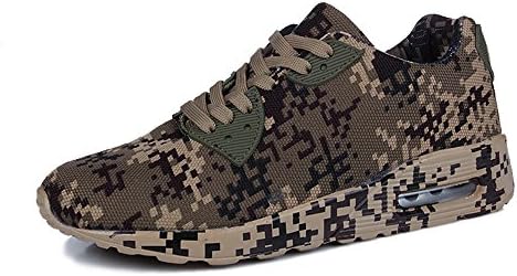 Women's Men's Camouflage Trainers Athletic Suede Lace up Driving Air Shoes 4cm Brown Green White Brown 44