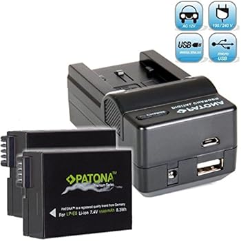 Bundlestar Akku Ladegerät 4 in 1 inkl. Ladeschale für Canon LP-E8 + 2x PATONA PREMIUM Akku für Canon LP-E8 passend zu Canon EOS 550D 600D 650D 700D usw -- mit Kfz-Adapter, Netzstecker deutsch, USB und -- NEUHEIT mit Micro USB Anschluss !