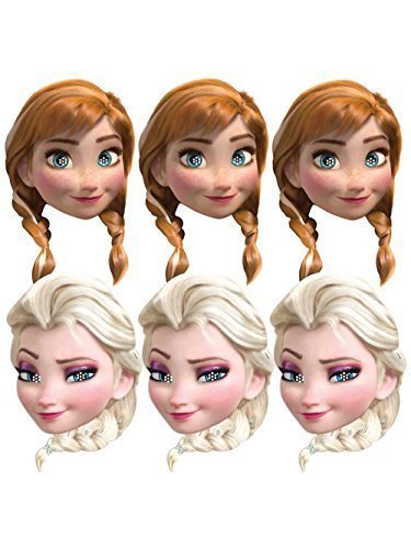 Procos 85967. – Masken Papier Disney Frozen (Anna und Elsa), 6 Stück, mehrfarbig