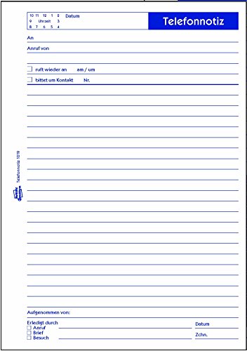 Avery Zweckform 1019 Telefonnotiz (A5, Abreißblock, oben verleimt, 50 Blatt) weiß - 2