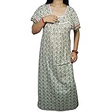 Indiatrendzs Women Cotton Nighty Printed Nightwear Maxi Gown 46" (Green)
