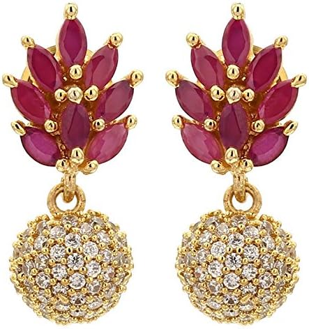 SasitrendsBrass and American Diamond Leaf Design Earrings for Women & Girls