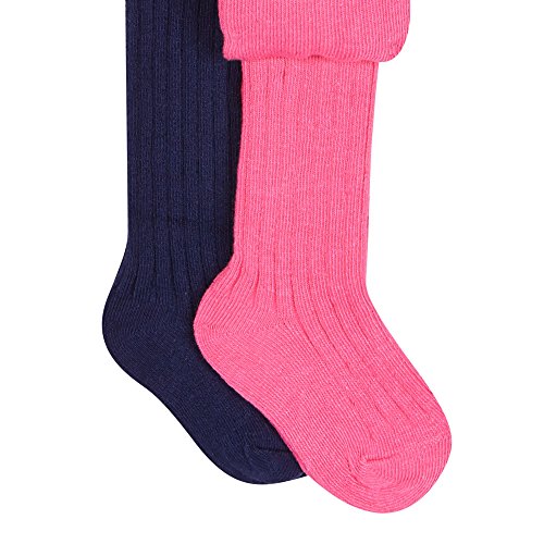 Bluezoo Pack Of Two Babies Navy And Pink Ribbed Tights