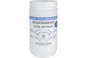HYDRODIV Démarrage redémarrage Fosse septique, Toutes eaux, Filtre Compact, aux bactéries et enzymes, monodose 1 kg