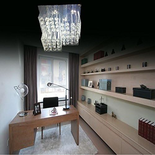 Crystal Chandelier Light 19.5"*19.5" Square Double Color Transparent Ball Classic Simple Design With Replacement LED Patch Flushmount Fixture For Bedroom Living Room Lighting