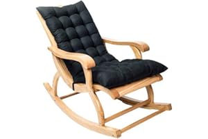 Fauitay Coussin de Chaise Longue en Daim, Coussin de Chaise à Bascule Antidérapant, Chaise Longue de Jardin, Coussin de Siège rembourré épais matelassé avec Attaches (Noir, Bordeaux)