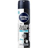 NIVEA MEN Erkek Sprey Deodorant Deodorant Black&White Invisible Fresh 150 ml,72 Saat Anti-Perspirant Ter ve Ter Kokusuna Karş
