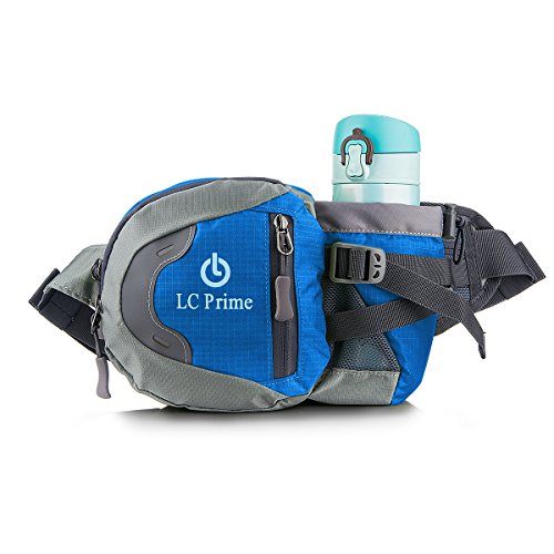 LC Prime Riñonera Deportiva Mochila Bolsa Cintura Bolso Rinoneras Cinturón Deportivo Soporte de Botella de Agua (No es Incluido) para Al Aire Libre Viaje Ciclismo Nailon Fabric Azul