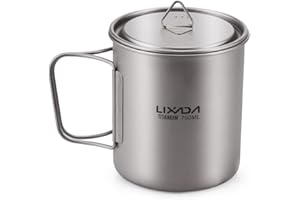 ‎LIXADA Lixada Titanium Topf Camping Tragbar Titan Wasser Tragbar Becher Tasse Klappgriff(300 ml,350 ml,420ml,550 ml,650 ml,750ml)