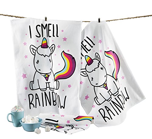 Erwin Müller Geschirrtuch 3er-Pack mit Druckmotiv Einhorn Baumwolle Einhorn Größe 50x70 cm