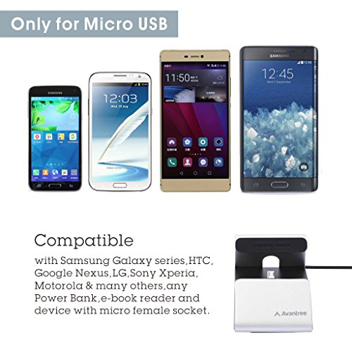 Avantree Docking Station Samsung Galaxy, Ricarica e Sincronizza Con il Cavo Micro USB Dock In Dotazione [Non di Tipo C], Ricarica Veloce per Telefoni Google, LG, Huawei e Android [2 Anni Garanzia]