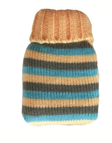 The Natural Wheatbag Microwaveable Hot Knits (Peach with Blue & Grey Stripes)