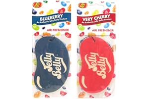 JELLY BELLY TWIN PACK 2D BEAN SWEETS SCENT CAR AIR FRESHENER - BLUEBERRY + VERY CHERRY
