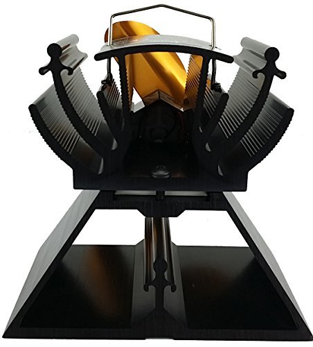 13 cm Höhe, Mini Hitze Powered Ofen FAN für kleine Platz von Holz/LOG Brenner – Umweltfreundlich gold - 5
