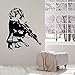 Produktbild yiyitop Kühle Anime Mädchen mit Pistole Kopfhörer Vinyl Wandtattoo Wohnkultur Wohnzimmer Kunstwand Wandaufkleber 58 * 70 cm