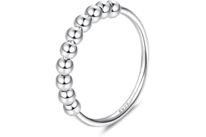 MILACOLATO Srebro wysokiej próby 925, pierścienie spinningowe z koralikami, pierścienie fidget, dla kobiet, cienkie pierścionki do układania w stos, dla kobiet