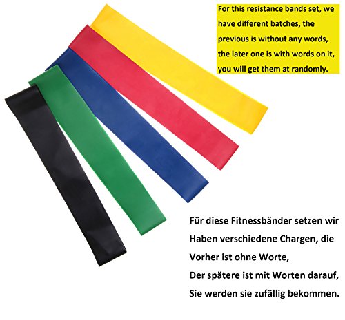 Fitnessbänder Widerstandsband 5er Set Resistance Band Loop Gummi Fitnessband Gymnastikband Übungsband Trainingsbänder Bänder für Yoga, Reha-Sport wann Beinübungen, Widerstand, Sport oder auf Reisen - 2