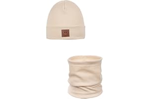 Ander Beanie zestaw szalików dla dzieci i pętli – czapka beanie i komin z bawełny – wiosna jesień – unisex dla chłopców i dziewczynek – miękki i stylowy