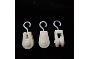 DWANG 10Pcs White Mini Plastic Pulley Wheel, Lightweight Nylon Small Pulley Wire Rope Pulley Set Nylon Clothesline Pulley Kit for DIY Home School Cranes Pulley Frame Project，Pulley Blocks