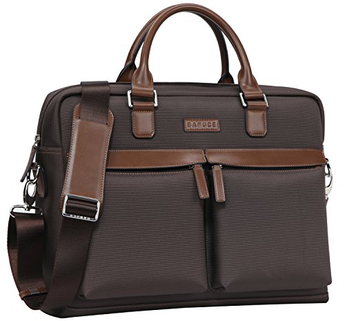 Banuce Herren wasserfester Laptop Schulter-Kurier-Beutelaus Oxford + Microfaser Leder - 2