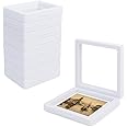 Sanas (1Pc) Floating Display Frame Shadow Box Frame Coin Display Case 3D Photo Frame Home Décor Transparent Display Collectibles Frame Jewelry Display White Display Frame Acrylic White Shadow Box(1Pc)