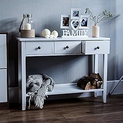 Home Discount Windsor Table Console 3 tiroirs en Bois Blanc