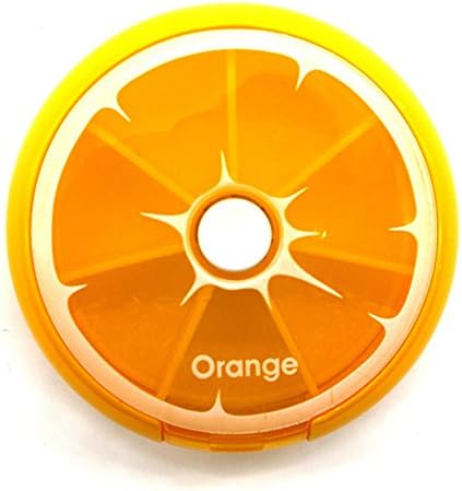 7-Day Oranges Travel Pill Box Round Tray Medicine Vitamins Sugar Container Storage Dispenser with 11 Compartments, Available in 3 Styles. (YELLOW)