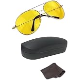 Senon Prime UV400 Metal &Ccedil;er&ccedil;eveli Gece S&uuml;r&uuml;ş ve Sis G&ouml;zl&uuml;ğ&uuml; Sarı Camlı Aviator Stil Anti Far Gece G&ouml;r&uuml;ş G&ouml;zl&uuml;g&uuml; &Ouml;zel Kutulu