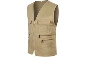 GEFOMUOFE Chaleco de trabajo para hombre, sin mangas, multibolsillo, chaleco de trabajo, de algodón, chaleco militar, camping, caza, secado rápido, multifunción, senderismo, camping, safari, trekking, con